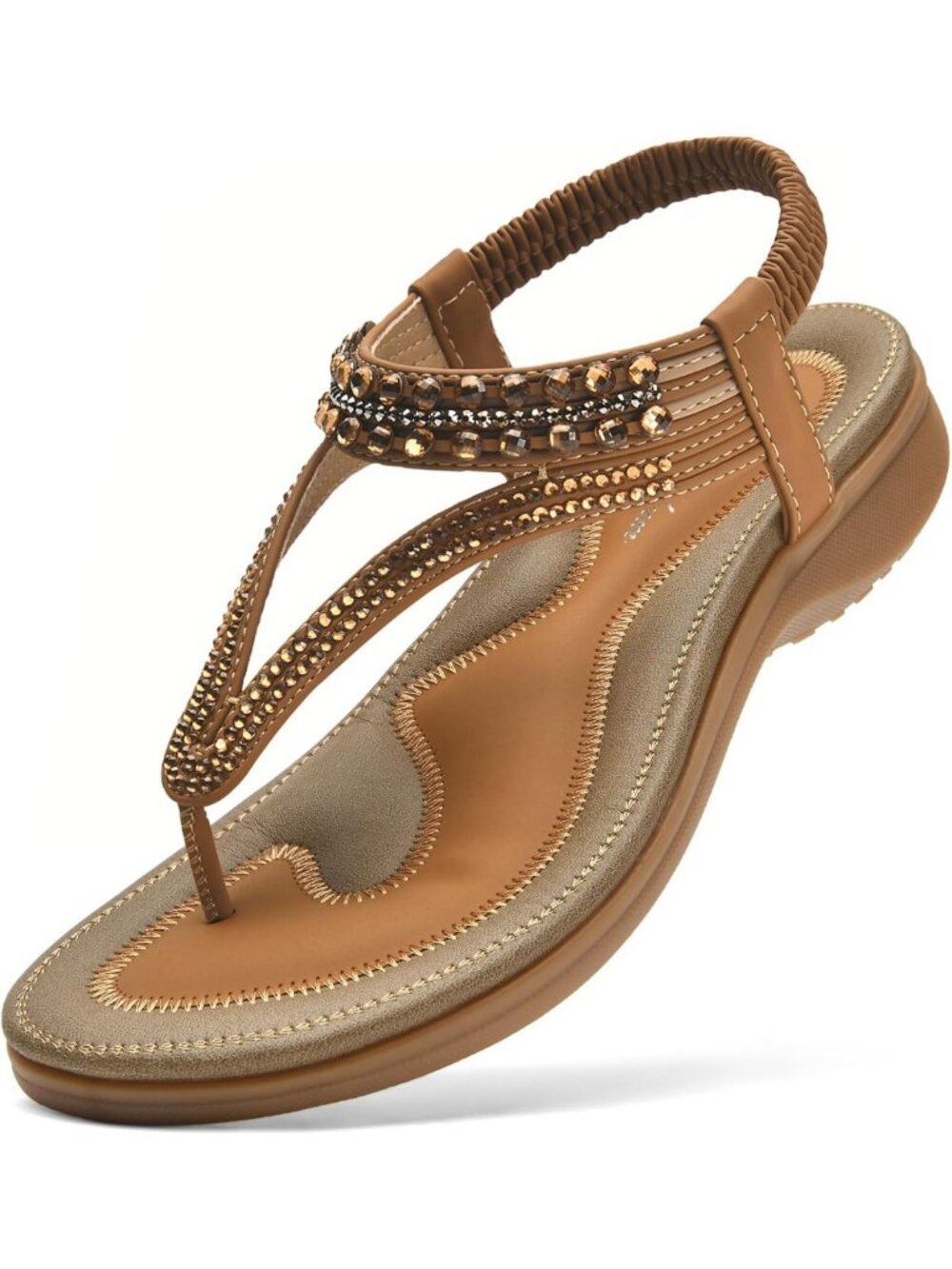 Stylish Women's Slingback Sandals with Arch Support, Rhinestone Detail & Comfort